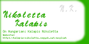 nikoletta kalapis business card